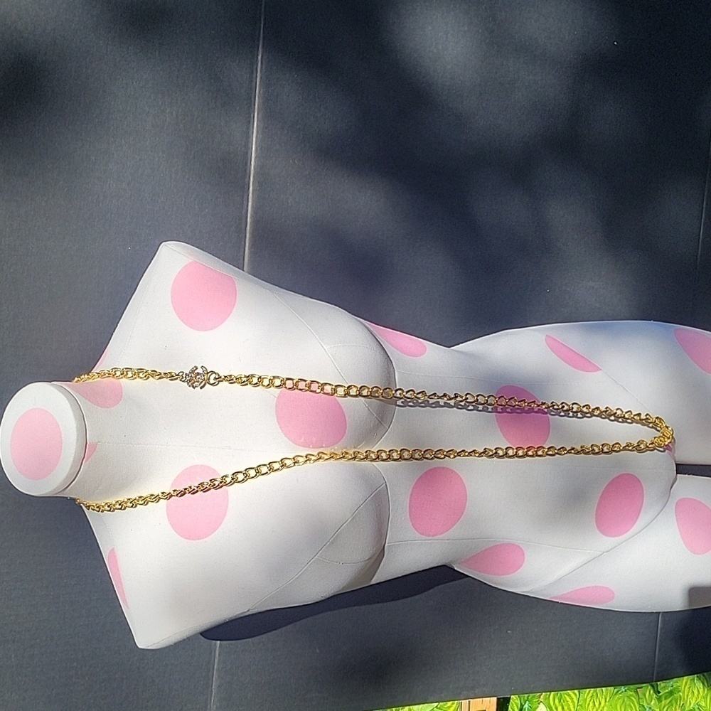 Chanel Vintage Gold Chain Extra Long Rhinestone CC Layering Necklace 03S - Picture 7 of 12